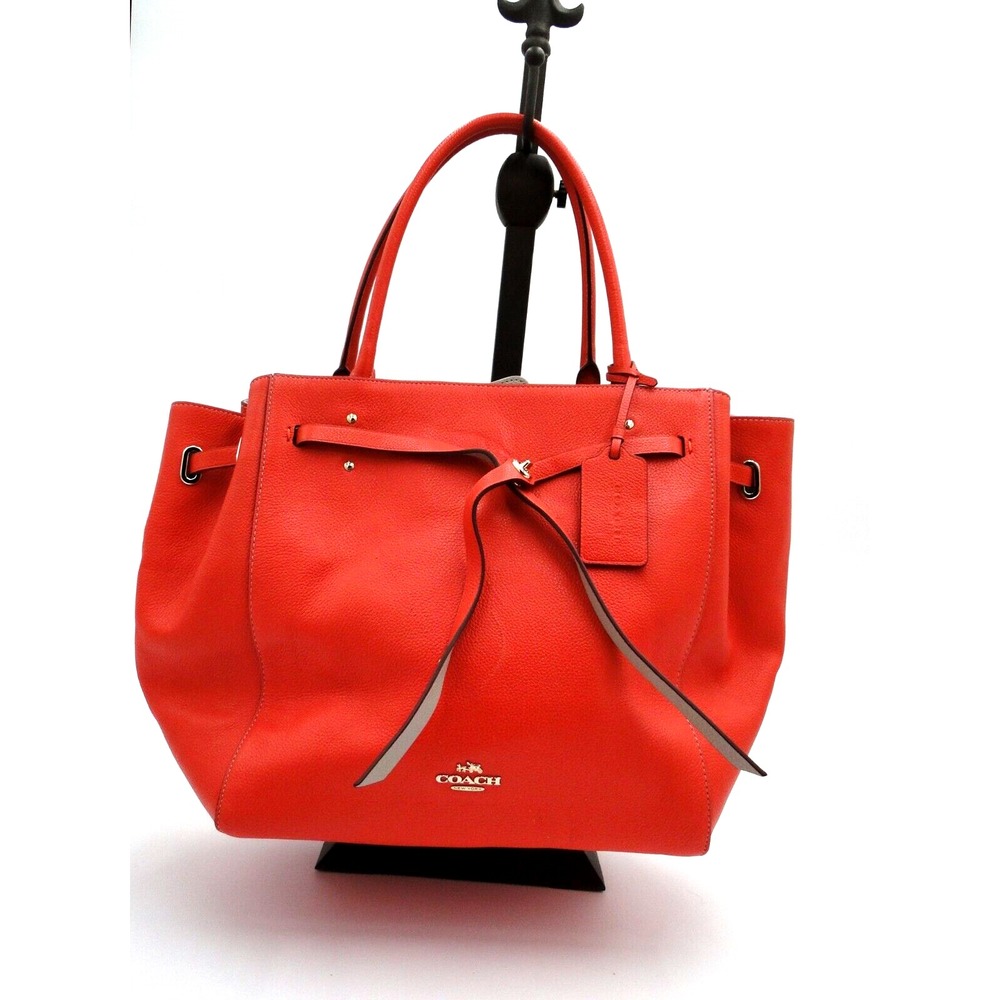 Coach Turnlock Tie Medium‎ Tote Watermelon reddish pink Birch